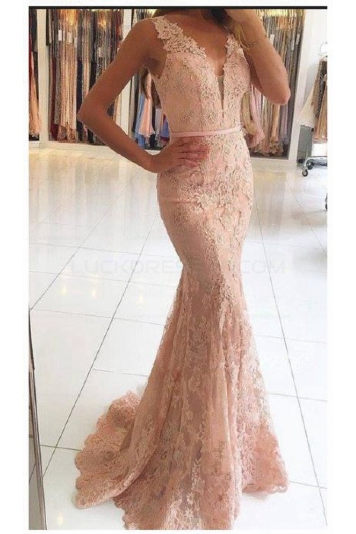 Mermaid V-Neck Lace Long Prom Evening Formal Dresses 3021570