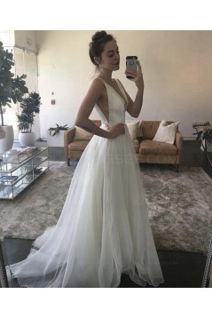 A-Line V-Neck Long Prom Evening Party Dresses 3021579