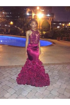 Sexy Long Purple Backless Lace Top Mermaid Prom Evening Formal Dresses 3020163