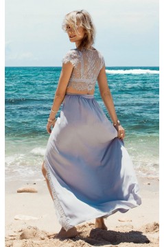 Two Pieces Lace See Through Top Chiffon Prom Evening Formal Dresses 3020165