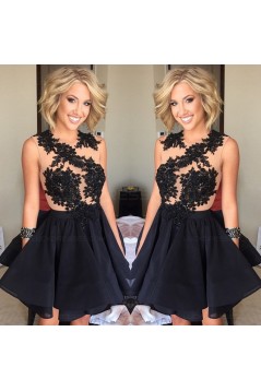 Black Lace Appliques Short Homecoming Cocktail Prom Evening Dresses 3020166