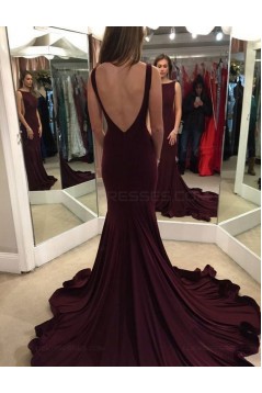 Sexy Low V-Back Mermaid Long Prom Dresses Evening Gowns 3020199