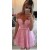 Short Sleeves See Through Pink Sexy Homecoming Prom Dresses Evening Gowns 3020219
