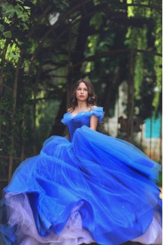 Ball Gown Off-the-Shoulder Blue Prom Dresses Evening Gowns 3020224
