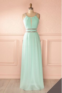 Sheath/Column Beaded Long Mint Green Prom Dresses Evening Gowns 3020232