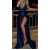 Sexy Long Blue V-Neck Prom Dresses Party Evening Gowns 3020268
