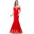 Mermaid Off-the-Shoulder Long Red Lace Prom Dresses Party Evening Gowns 3020283