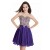 A-Line Sweetheart Gold Lace Appliques Short Purple Prom Dresses Party Evening Gowns 3020285