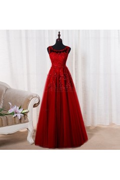 A-Line Illusion Neckline Lace Long Prom Dresses Party Evening Gowns 3020287