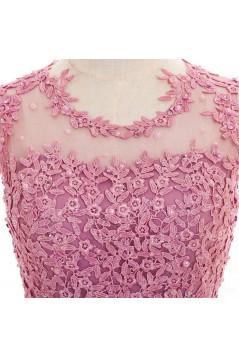 A-Line Illusion Neckline Lace Long Prom Dresses Party Evening Gowns 3020287