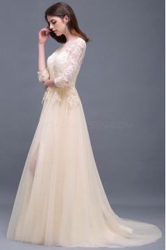 A-Line 3/4 Length Sleeve Lace Prom Dresses Party Evening Gowns 3020289