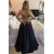 A-Line Gold Lace Appliques Long Sleeves Prom Dresses Party Evening Gowns 3020314