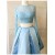 Two Pieces Long Sleeves Lace Satin Short Prom Dresses Party Evening Gowns 3020316