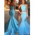 Long Blue Mermaid Halter Two Pieces Prom Dresses Party Evening Gowns 3020319