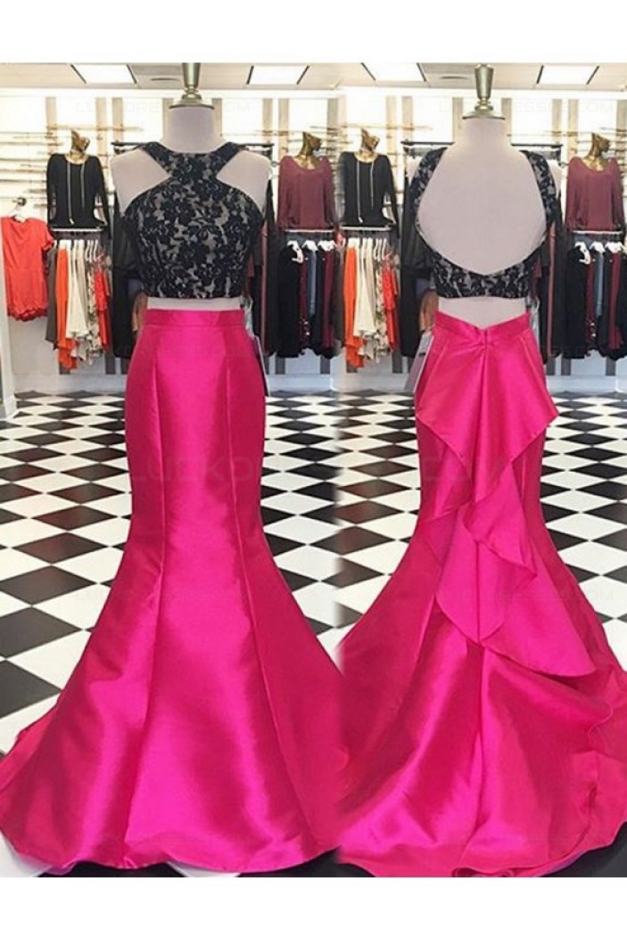 Mermaid Two Pieces Lace Prom Dresses Party Evening Gowns 3020327