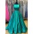 A-Line Long Green Beaded Long Prom Dresses Party Evening Gowns 3020342