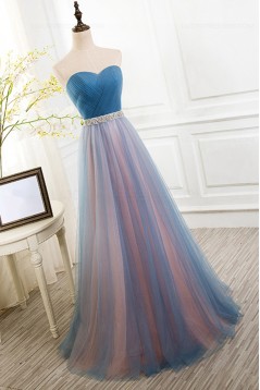 A-Line Tulle Long Prom Dresses Party Evening Gowns 3020356