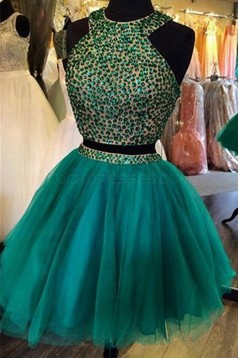 Two Pieces Beaded Short Homecoming Cocktail Prom Dresses 3020365