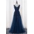 A-Line Lace Appliques Long Blue Prom Dresses Party Evening Gowns 3020383