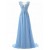 Long Blue Chiffon Illusion Bodice Lace Prom Dresses Party Evening Gowns 3020393