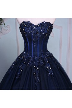 Long Blue Sweetheart Beaded Lace Prom Dresses Party Evening Gowns 3020402