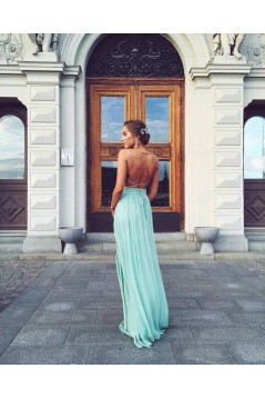 Long Spaghetti Straps Mint Chiffon Prom Dresses Party Evening Gowns 3020416