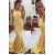 Long Yellow Halter Mermaid Prom Dresses Party Evening Gowns 3020431