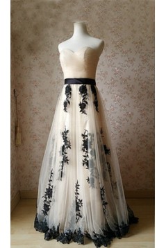 A-Line Sweetheart Lace Tulle Long Prom Dresses Party Evening Gowns 3020441
