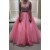 Beaded Two Pieces Long Pink Keyhole Back Prom Dresses Party Evening Gowns 3020503