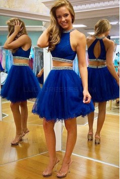 Two Pieces Beaded Tulle Short Homecoming Cocktail Prom Dresses 3020506