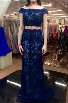 Two Pieces Off-the-Shoulder Lace Prom Dresses Party Evening Gowns 3020518