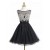 Short/Mini Illusion Neckline Beaded Black Homecoming Cocktail Prom Dresses 3020523