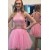 Short Pink Beaded Lace Homecoming Cocktail Prom Dresses 3020536