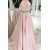 Long Pink Backless Beaded Halter Party Prom Evening Dresses 3020552
