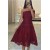 Tea Length Lace Burgundy Prom Evening Dresses 3020585