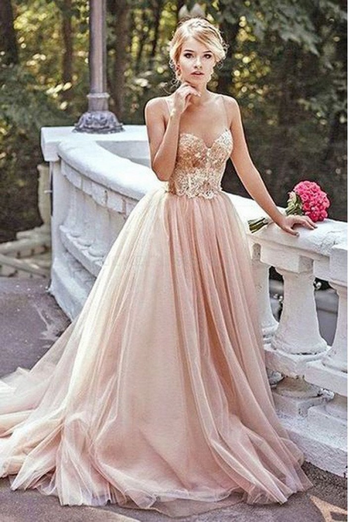 Elegant Tulle Ball Gown Long Prom Evening Dresses 3020590