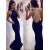 Long Blue Beaded Mermaid Prom Evening Party Dresses 3020611