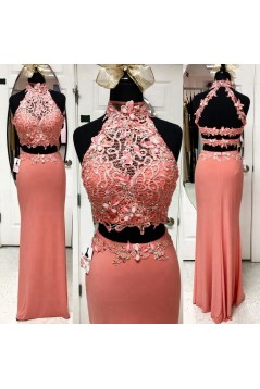 Beaded Two Pieces Lace Long Prom Evening Party Dresses 3020616
