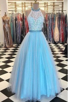 Ball Gown Halter Long Prom Evening Party Dresses 3020686