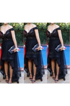 High Low Off-the-Shoulder Lace Short Prom Homecoming Graduation Party Dresses 3020717