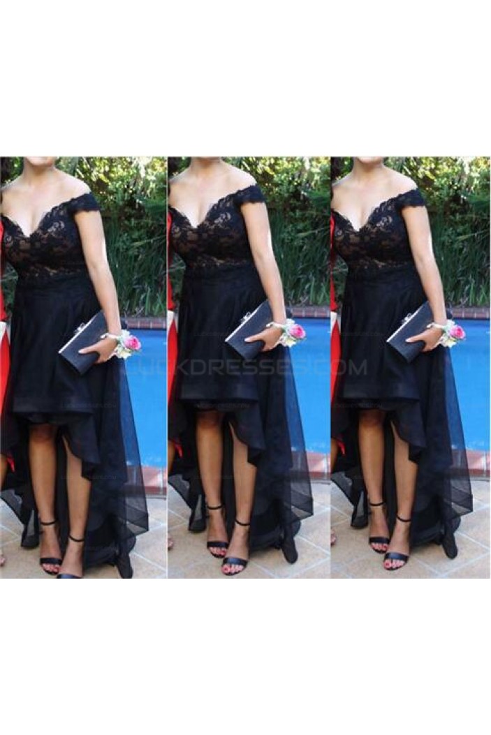 High Low Off-the-Shoulder Lace Short Prom Homecoming Graduation Party Dresses 3020717