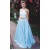 Two Pieces Lace White Blue Long Prom Evening Formal Dresses 3020731