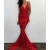 Mermaid Long Red V-Neck Prom Dresses Party Evening Gowns 3020748