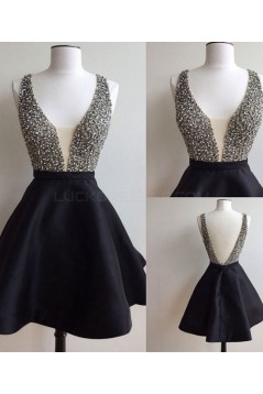 Short Black Beaded Prom Homecoming Graduation Dresses 3020762