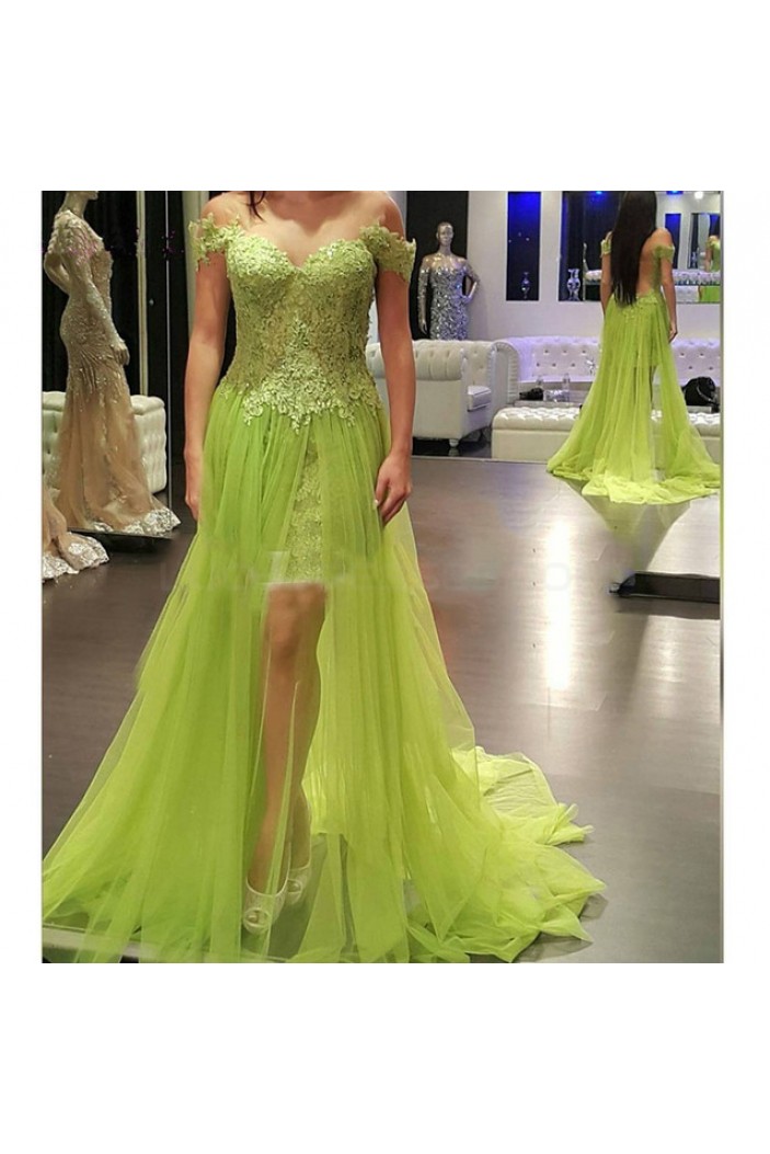 Lace and Tulle Off-the-Shoulder Long Prom Formal Evening Party Dresses 3020782