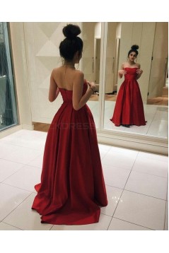 Long Red Strapless Prom Formal Evening Party Dresses 3020790