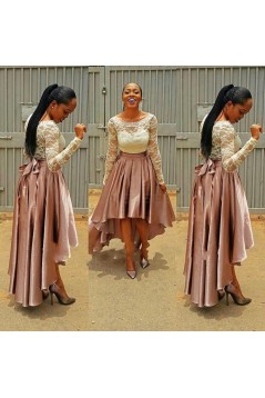 High Low Long Sleeves Lace Prom Formal Evening Party Dresses 3020804