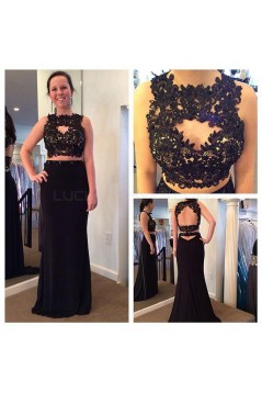 Mermaid Two Pieces Beaded Red Lace Prom Formal Evening Party Dresses 3020811