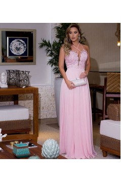 Long Pink Lace Chiffon Prom Formal Evening Party Dresses 3020812