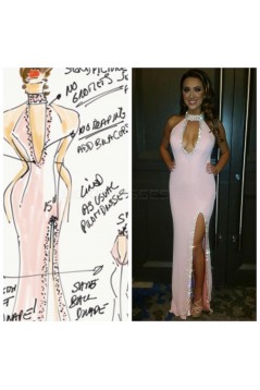 Beaded Long Pink Sexy Prom Formal Evening Party Dresses 3020852